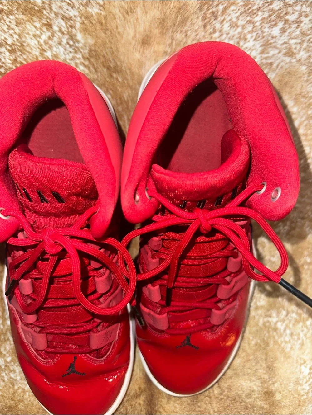 Jordan Men’s Red Patent Leather Basketball Sneakers